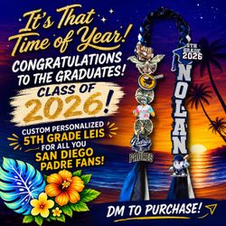 ⚾️ Custom Personalized 5th Grade Graduation Leis - Padres