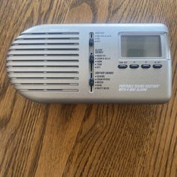 Sharper Image Portable Sound Soother With 4 Way Alarm White Noise Clock Tested Works