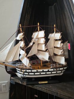 15" Wooden Amerigo Vespucci Tall Ship Model – Nautical Maritime Decor