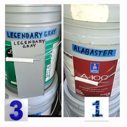 New exterior flat paint= 3 legendary gray color + 1 alabaster= 45 ea= 180 cash only