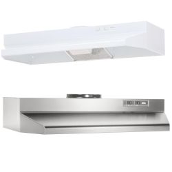 Broan F42000 Series 36 in. Convertible Under Cabinet Range Hood with Light in White and Stainless Steel