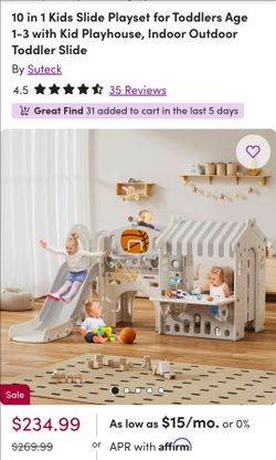 Suteck 10-in-1 Kids Slide Playset with Playhouse