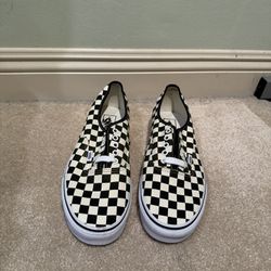 Vans Tan and Black Checkered Shoes