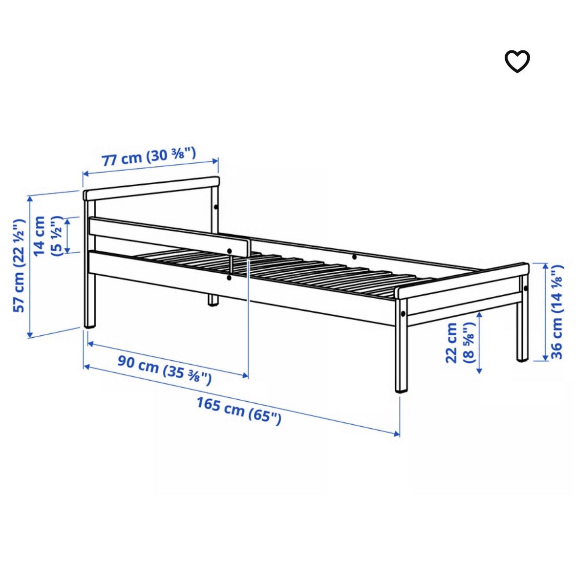 Ikea Sniglar Toddler Bed Frame with mattress