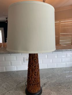 Carved Teakwood Lamp