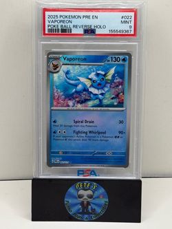 Vaporeon (Poke Ball Pattern) 022/131 Sv: Prismatic Evolutions Holo PSA 9
