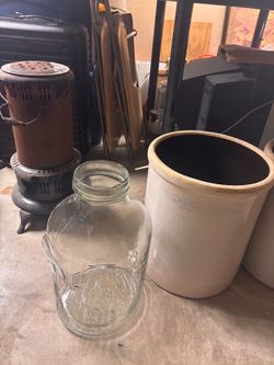 3 Large Glass Jar and Stoneware Crock