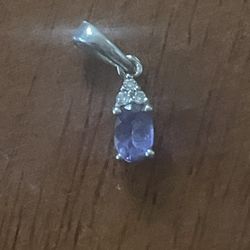 D'joy Tanzanite Three Diamond Accent Sterling Silver Pendant