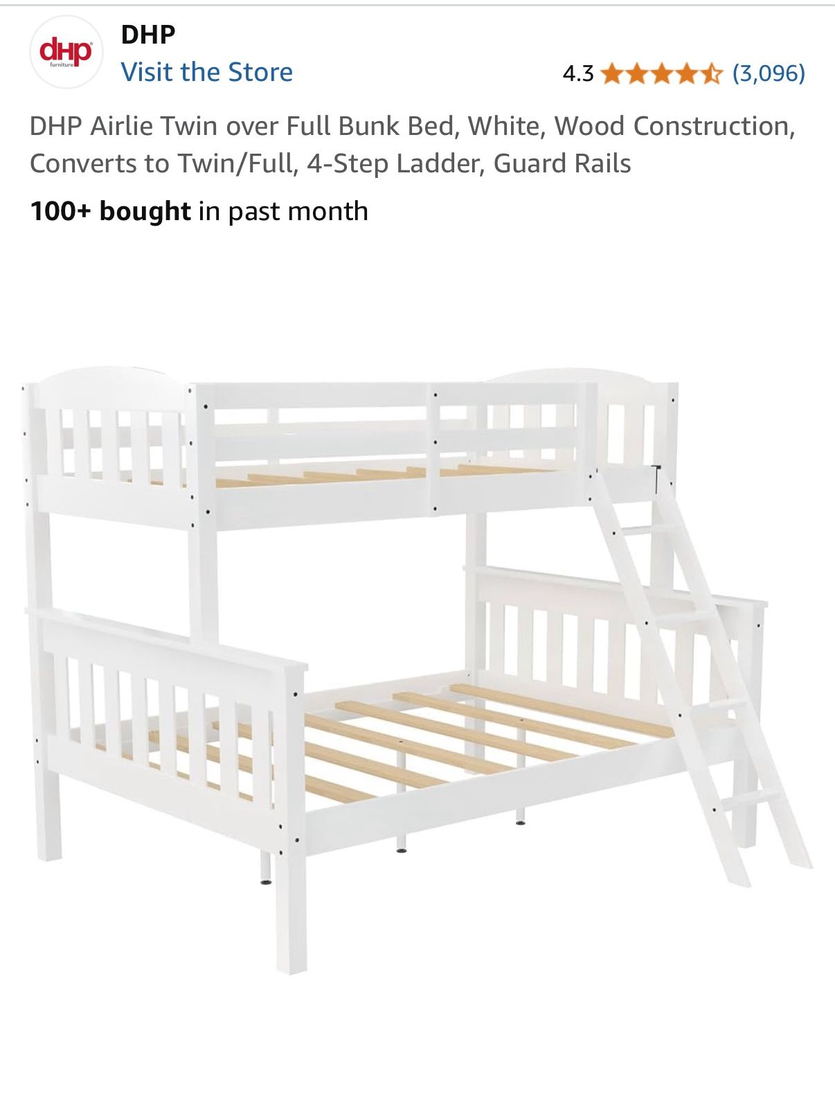 Twin Over full Bunk Bed Practically New