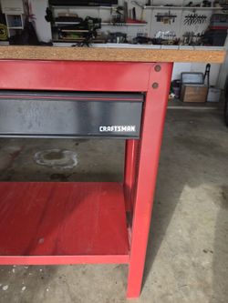 Craftsman Heavy Duty Metal Workbench - 2 Drawer Work Table with Storage Shelf and Pegboard Sides 