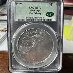 2025 S$1 CAC MS70 Silver Eagle First Delivery CAC Certified