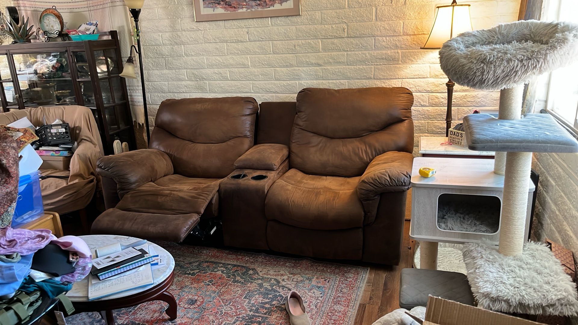 Split Seat Recliner Sofa With Storage