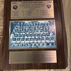 Chicago bears 1985 super bowl plaque with original picture