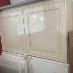 Antique White Fridge Wall Cabinet 