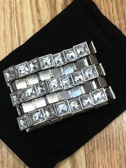 Chunky Silver Diamond Bangle