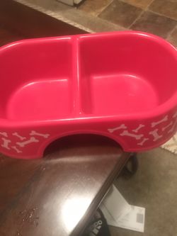 Dog food and water bowl