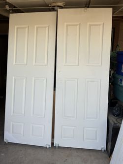 2 White Wooden Doors 79 Inches High 30 Inches Width 
