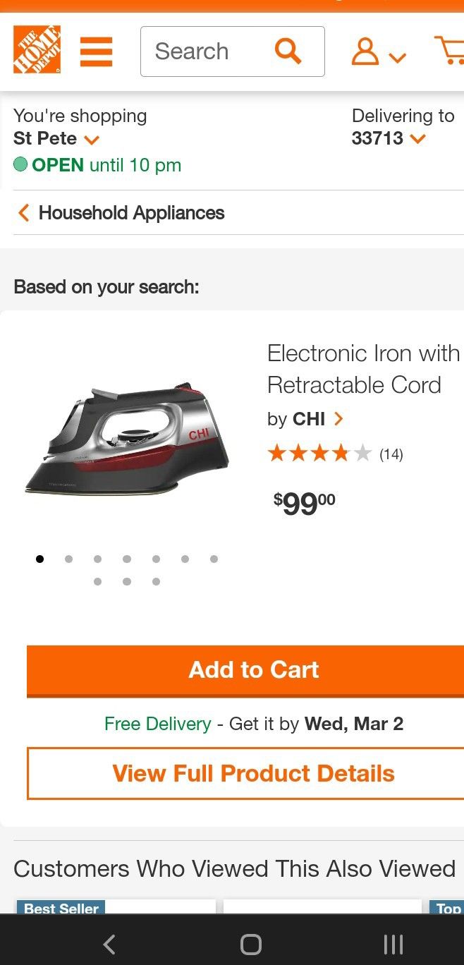 Chi Iron With Retractable Cord
