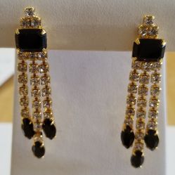 Gold Plated Rinestone Earrings 
