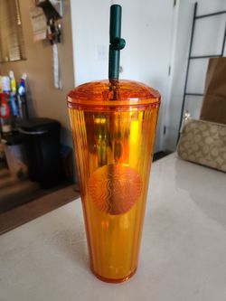Orange venti starbucks cold cup
