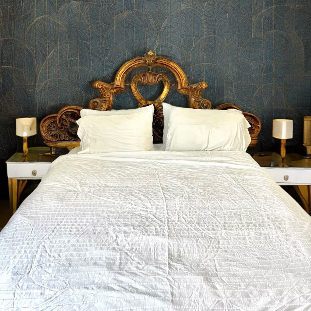 Gold Colored Vintage Italian Baroque Romantic Style Head Board King/Queen Size