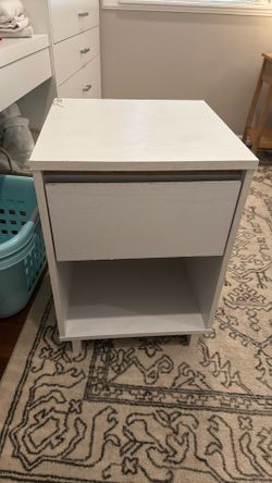 White bedside table with drawer