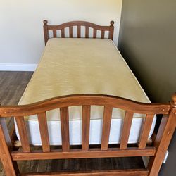 Solid birch Twin Bed And Mattress 