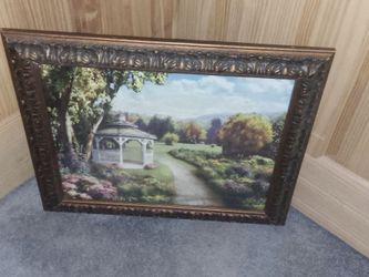Framed Landscape Painting with Gazebo