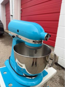 KitchenAid Artisan 5-Qt Mixer in Crystal Blue.