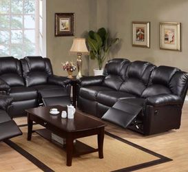 Black Recliner Sofa and Loveseat Brand New