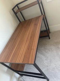 Modern Industrial Computer Desk with Bookshelf – Excellent Condition