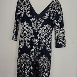 Navy Blue Cocktail Sequince Dress
