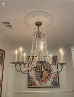 Mason ~ Painted Wood Chandelier with Crystals by Curry & Company