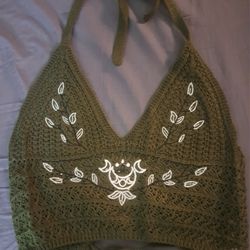 womens bikini style knitted crop top shirt