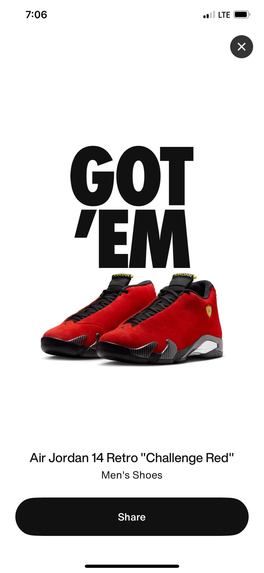 Jordan 14 Ferrari Size 12