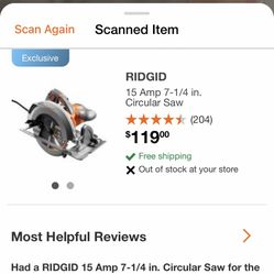 RIDGID CORDED ELECTRIC CIRCULAR SAW BRAND NEW