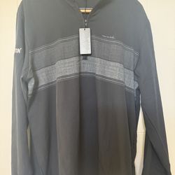 NEW TravisMathew Men's XL Quarter-Zip Golf Pullover – Black & Gray