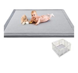 Mallify Baby Play Mat 127 x 127 x 3.3 cm - Crawling Mat with High-Quality Memory Foam & Non-Slip Underside, Children's Room Rug for Play & Crawling, P