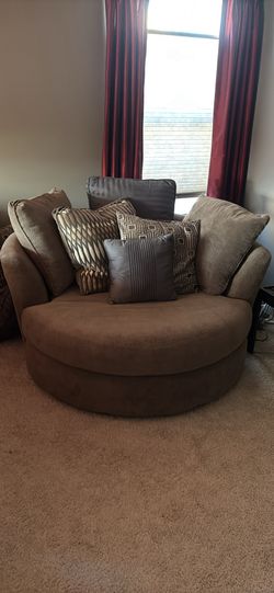 Comfy Round Swivel Cuddle Chair - Brown/Taupe