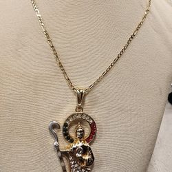 14k GOLD PLATED NECKLACE WITH ST. JUDE / SAN JUDAS PENDANT!!!