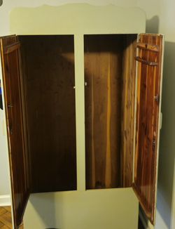 Storage Wardrobe Cabinet – Cedar Armoire (1950s Antique)