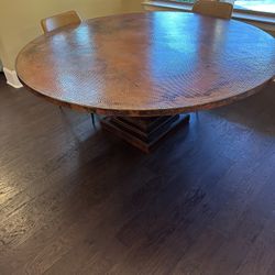 Large Solid Wood Table With Copper Top 