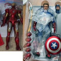 Hot Toys Avengers Lot Iron Man Captain America 1/6 Scale Marvel