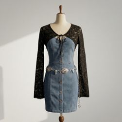 small western made set dress & lace bolero is a thick material