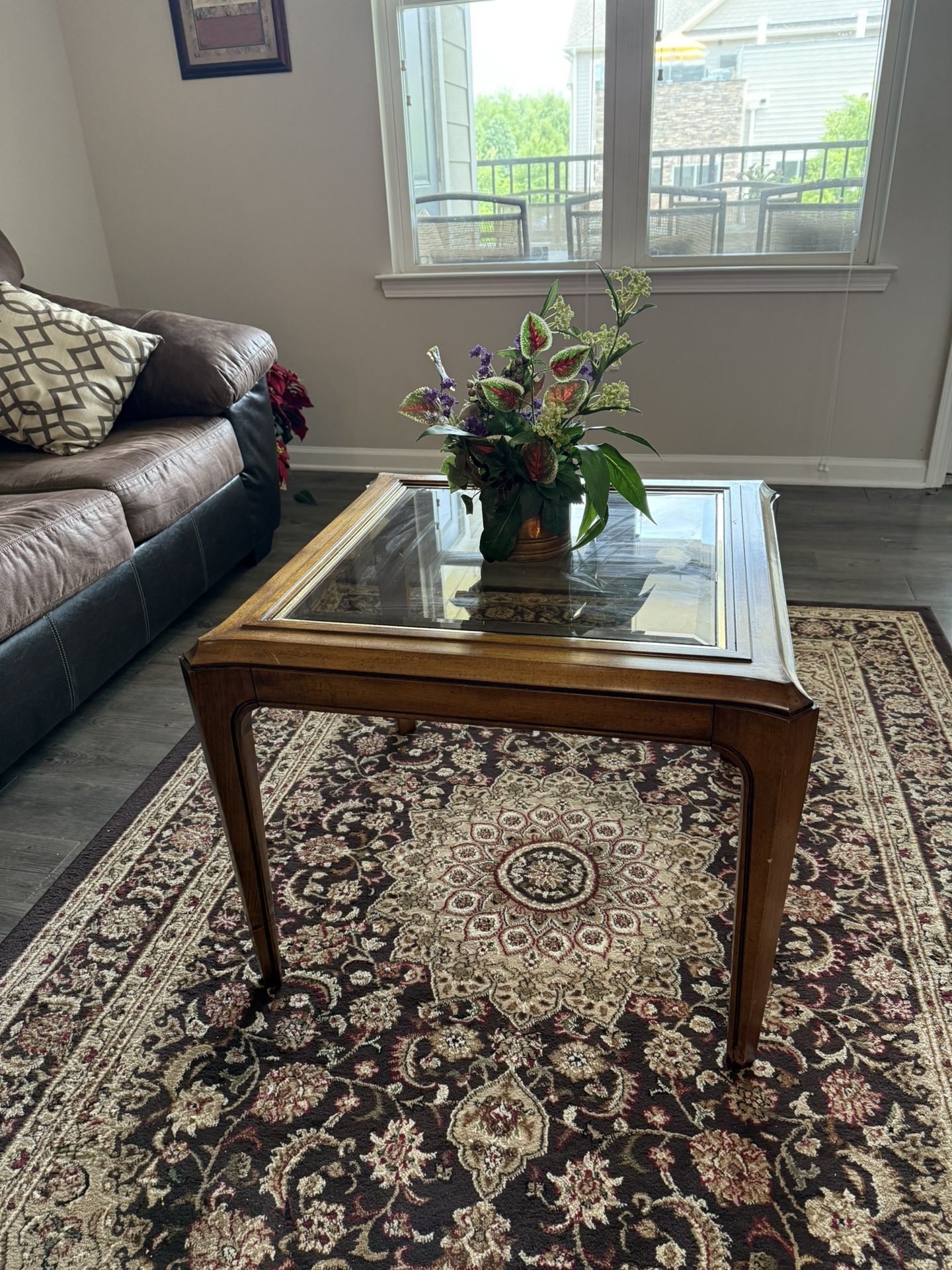 Glass Top Wooden Coffee Table