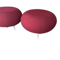 2- Mark Gabbertas Allermuir Pebble Ottoman Stool Table Topped Aluminum Legs