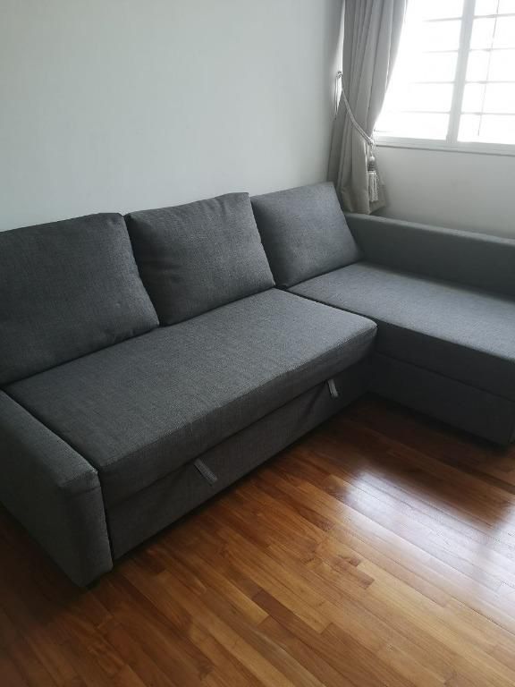 Ikea FRIHETEN Sleeper sectional,3 seat w/storage, Skiftebo dark gray