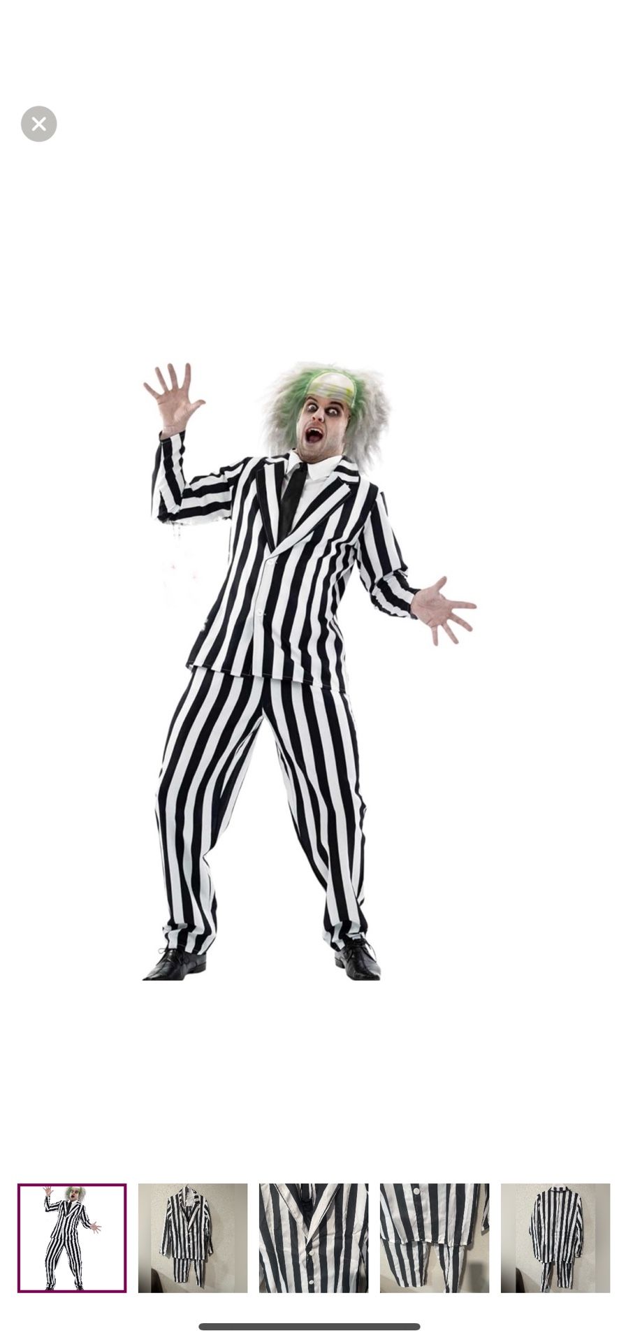 FUN SHACK Beetlejuice Black and White Striped Suit Mens Halloween Costume
