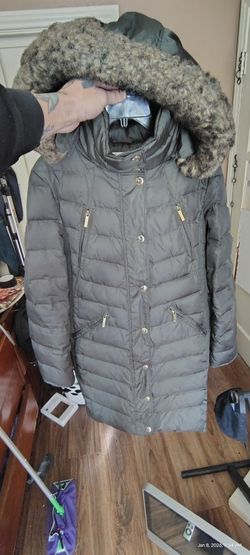  MK Michael Kors women's jacket Parka long coat worm fur hood 