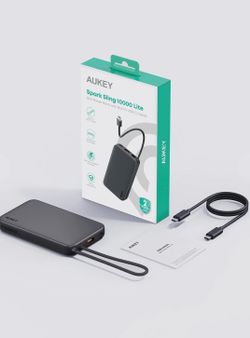 Power Bank - AUKEY Spark Sling 10000 Lite Slim Power Bank with Buit-in USB-C Cable